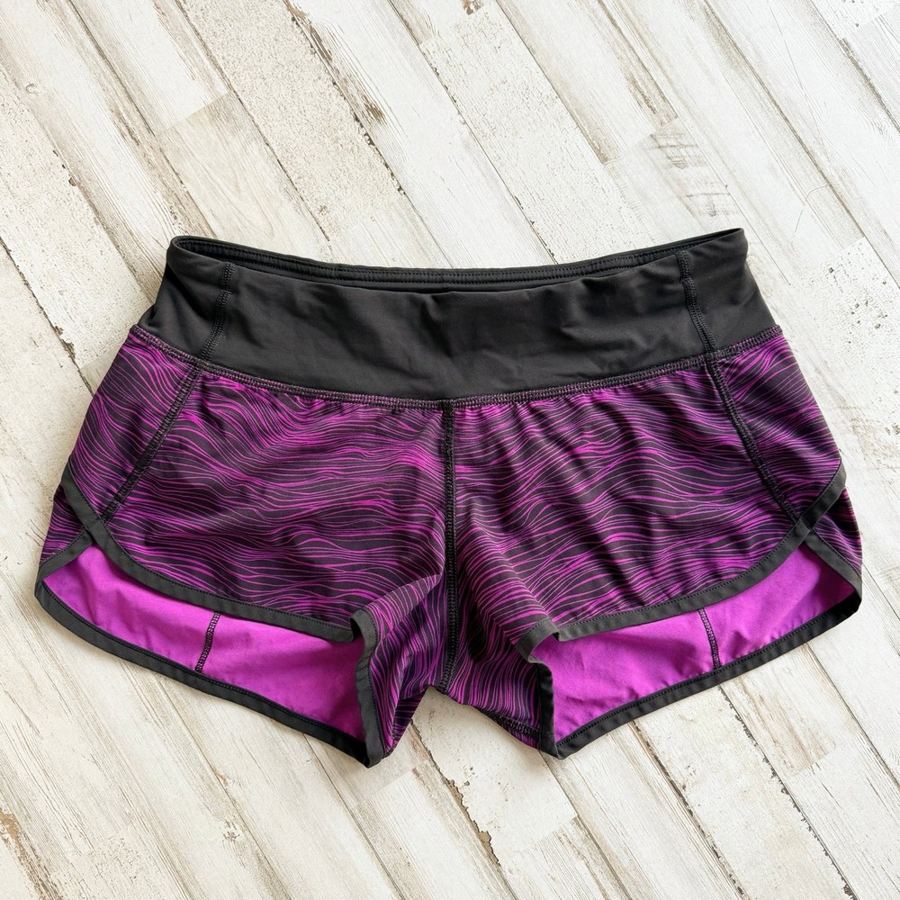 Lululemon Speed Shorts 2.5" Life Lines Polar Pink Black Women's 4